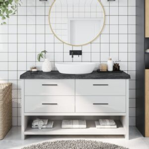 Bathroom Countertop Dark Grey 140x50x6 cm Treated Solid Wood