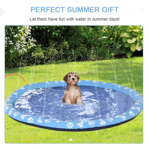 Splash Pad Sprinkler for Pets Dog Bath 170cm Blue